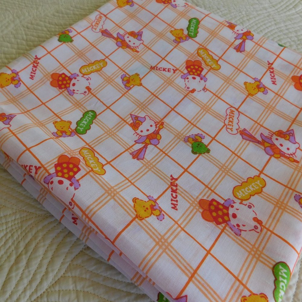 Hello Kitty Halloween witch graphic collectible kawaii novelty plaid fabric 2 yd - Picture 11 of 16